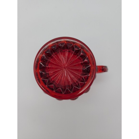 Red Glass Eye Winker Pattern Creamer Mosser USA Small Pitcher - Picture 6 of 12